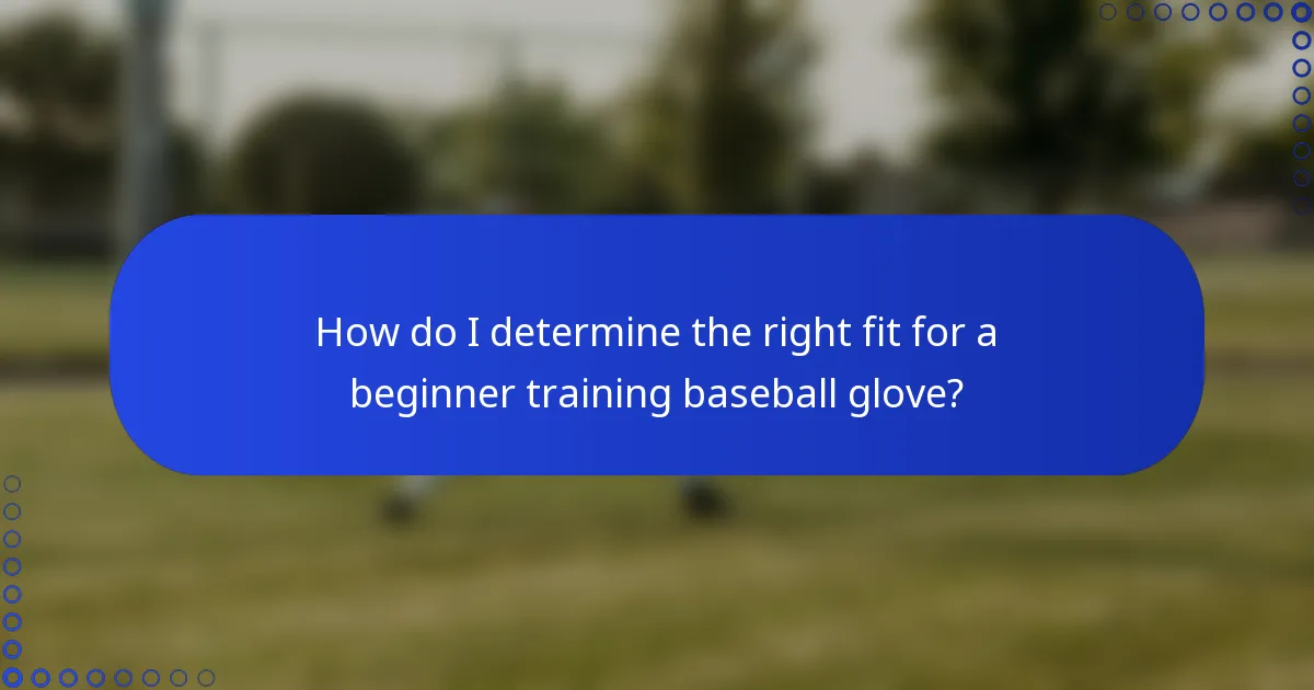 How do I determine the right fit for a beginner training baseball glove?