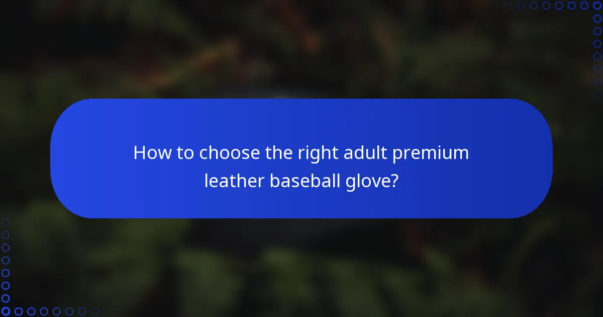 How to choose the right adult premium leather baseball glove?