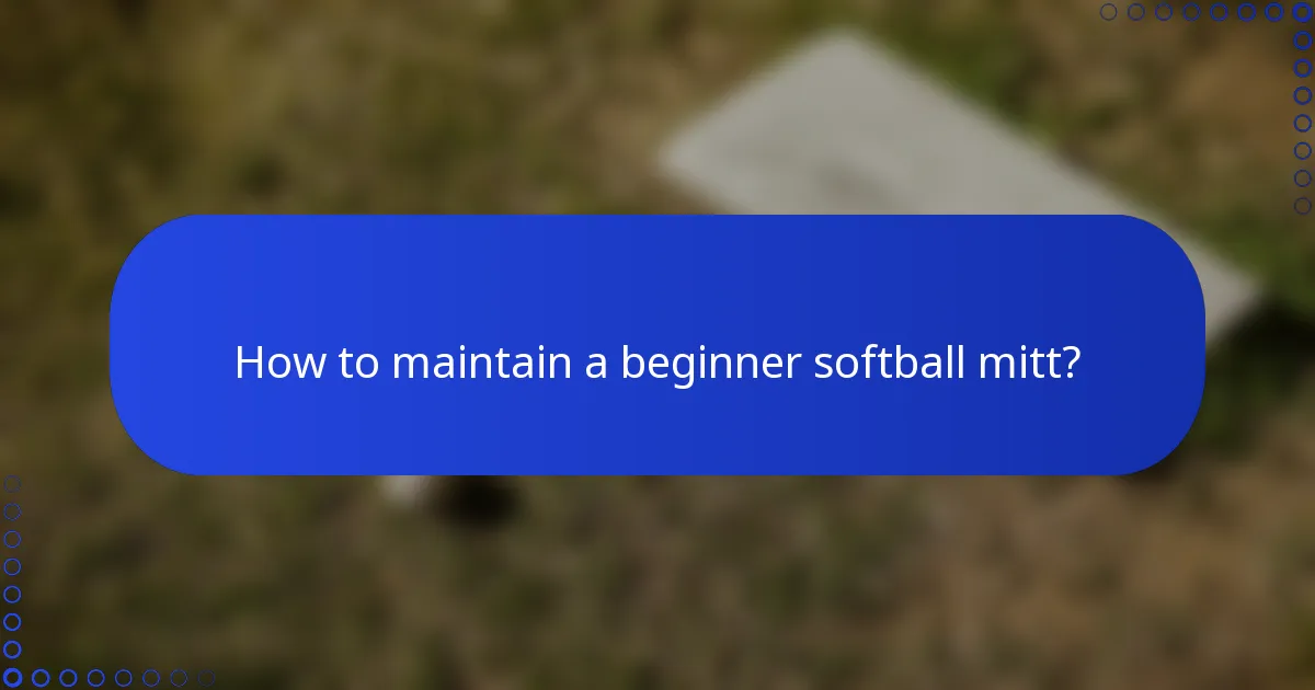 How to maintain a beginner softball mitt?