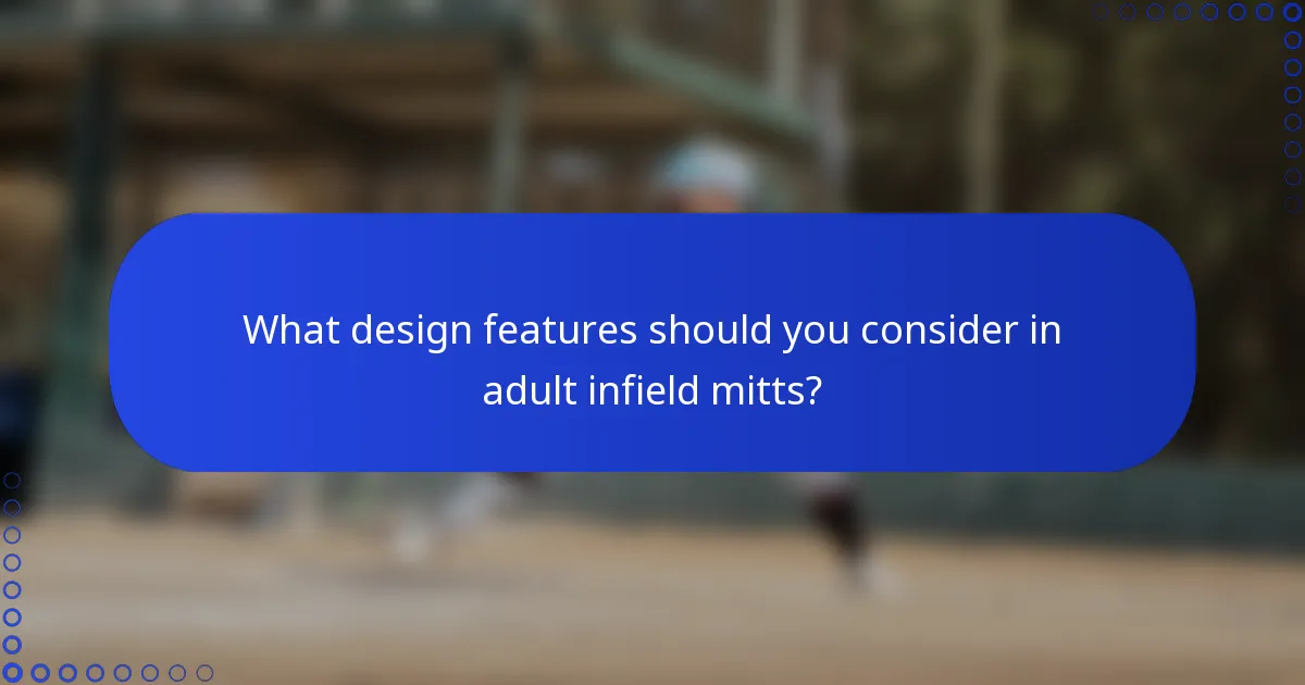 What design features should you consider in adult infield mitts?